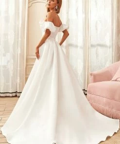 Ever-Pretty US Belted Off-Shoulder Sweetheart Ball Gown Wedding Dress