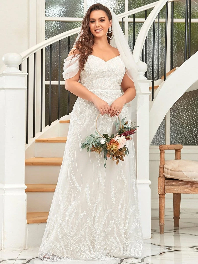 Ever-Pretty US SHOP BY STYLE Plus Size White Cold Shoulder Maxi Wedding Dresses 1 Ever-Pretty US SHOP BY STYLE Plus Size White Cold Shoulder Maxi Wedding Dresses
