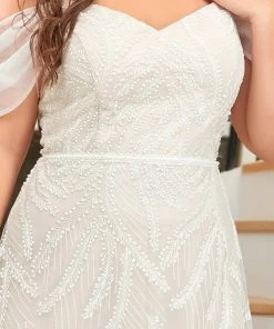 Ever-Pretty US Custom Size Embroidered Spaghetti Strap Sweetheart Plus Size Wedding Dress Summer Dresses 2022