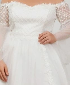 Ever-Pretty US Plus Size Lace Bell Sleeve Long Simple Wedding Dress Summer Dresses 2022