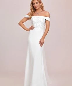 Ever-Pretty US Applique Off-Shoulder Bodycon Fishtail Wedding Dress Summer Dresses 2022