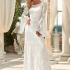 Ever-Pretty US Sweetheart All-Over Lace Long Sleeve A-line Wedding Dress