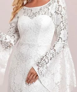 Ever-Pretty US Sweetheart All-Over Lace Long Sleeve A-line Wedding Dress