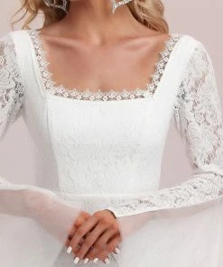 Ever-Pretty US Trumpet Long Sleeve Lace High Slit Wedding Dress SHOP BY STYLE 13 Ever-Pretty US Trumpet Long Sleeve Lace High Slit Wedding Dress SHOP BY STYLE