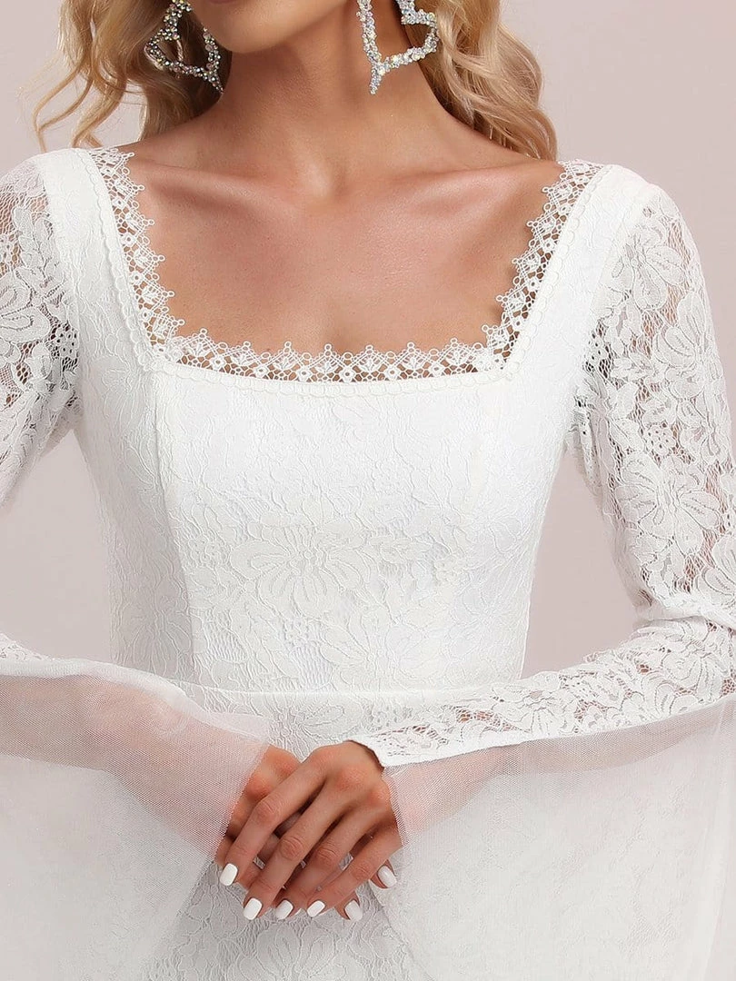 Ever-Pretty US Trumpet Long Sleeve Lace High Slit Wedding Dress SHOP BY STYLE 7 Ever-Pretty US Trumpet Long Sleeve Lace High Slit Wedding Dress SHOP BY STYLE