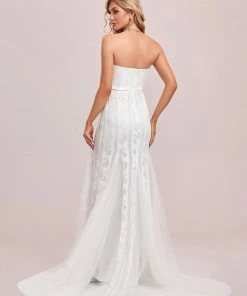 Ever-Pretty US Lace Sweetheart Outdoor Strapless Wedding Dress