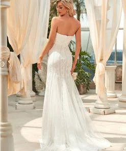 Ever-Pretty US Lace Sweetheart Outdoor Strapless Wedding Dress