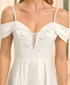 Ever-Pretty US Summer Dresses 2022 Floral Applique Cold Shoulder Sweetheart Wedding Dress