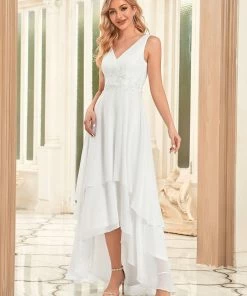 Ever-Pretty US Floral Applique V-Neck High Low Wedding Dress SHOP BY OCCASION