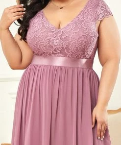 Ever-Pretty US Empire Waist A-Line Lace Cap Sleeve Chiffon Plus Size Mother Of The Bride Dress