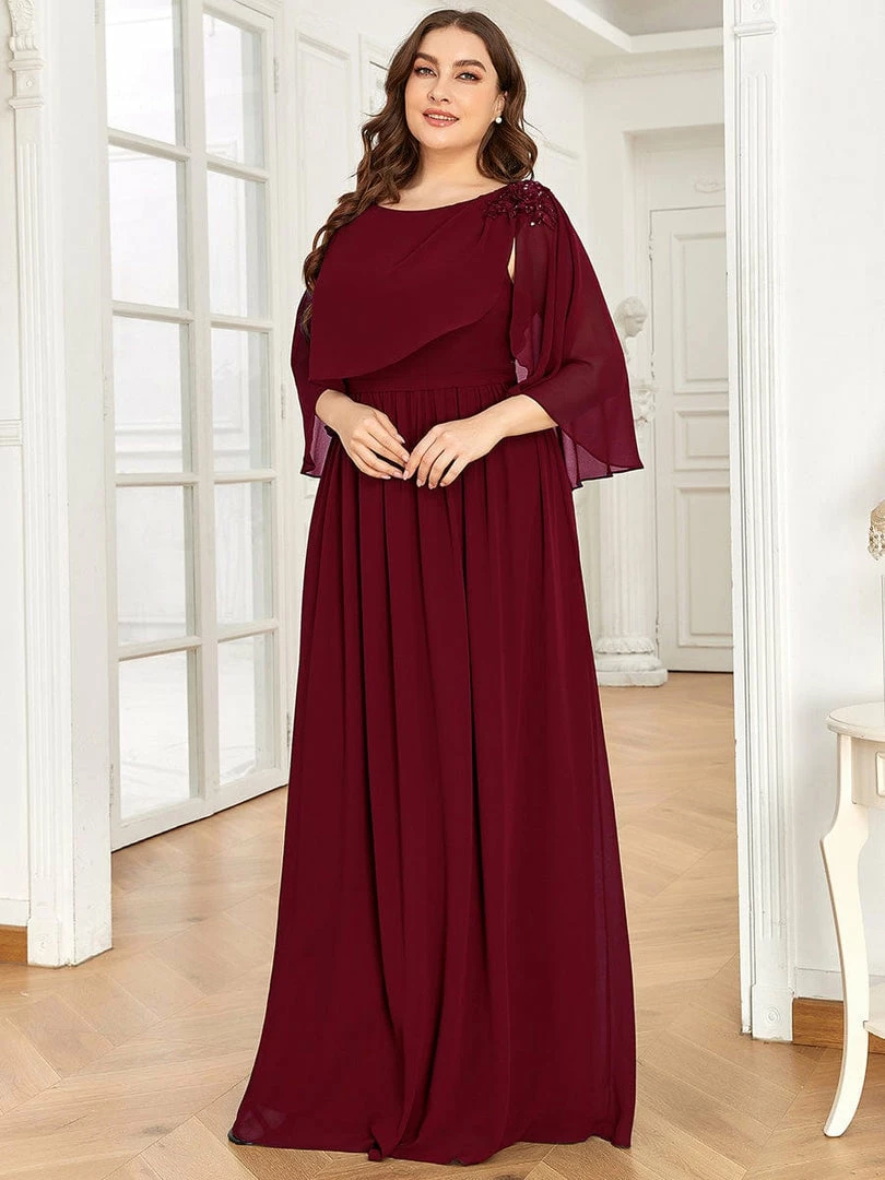 Ever-Pretty US Sequin Applique Chiffon Cape A-Line Mother Of The Bride Dress Summer Dresses 2022 4 Ever-Pretty US Sequin Applique Chiffon Cape A-Line Mother Of The Bride Dress Summer Dresses 2022