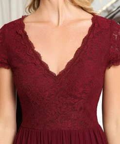 Ever-Pretty US Short Sleeve Vintage Lace Short Sleeve High Low Mother Of The Bride Dress Summer Dresses 2022