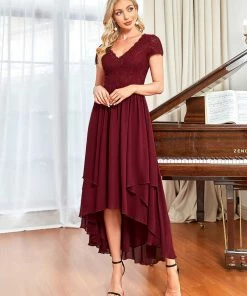 Ever-Pretty US Short Sleeve Vintage Lace Short Sleeve High Low Mother Of The Bride Dress Summer Dresses 2022