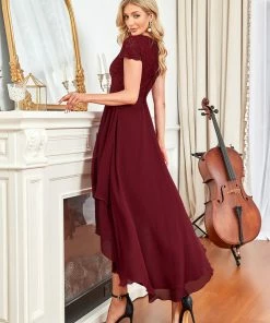 Ever-Pretty US Short Sleeve Vintage Lace Short Sleeve High Low Mother Of The Bride Dress Summer Dresses 2022