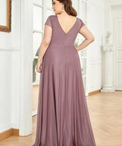 Ever-Pretty US Summer Dresses 2022 Plus Size Pleated Cap Sleeve Sweetheart Mother Of The Bride Dress