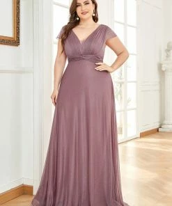 Ever-Pretty US Summer Dresses 2022 Plus Size Pleated Cap Sleeve Sweetheart Mother Of The Bride Dress