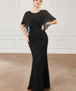 Ever-Pretty US Lace Fishtail Chiffon Coverup Mother Of The Bride Dress