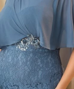 Ever-Pretty US Summer Dresses 2022 Plus Size Lace Fishtail Chiffon Coverup Mother Of The Bride Dress