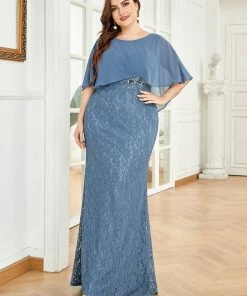 Ever-Pretty US Lace Fishtail Chiffon Coverup Mother Of The Bride Dress