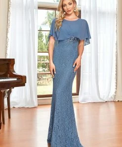 Ever-Pretty US Lace Fishtail Chiffon Coverup Mother Of The Bride Dress