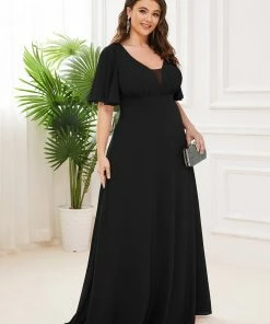 Ever-Pretty US Chiffon Flutter Sleeve V-Neck Mother Of The Bride Dress