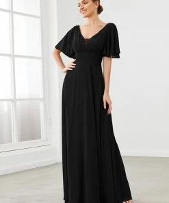 Ever-Pretty US Chiffon Flutter Sleeve V-Neck Mother Of The Bride Dress