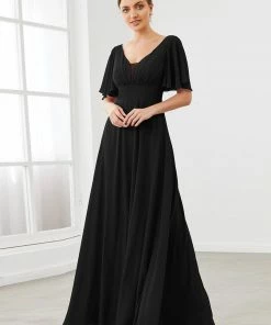 Ever-Pretty US Chiffon Flutter Sleeve V-Neck Mother Of The Bride Dress