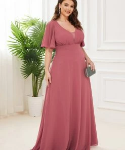 Ever-Pretty US Chiffon Flutter Sleeve V-Neck Mother Of The Bride Dress