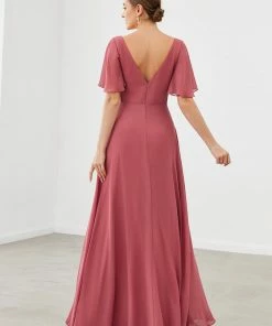 Ever-Pretty US Chiffon Flutter Sleeve V-Neck Mother Of The Bride Dress