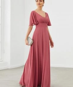 Ever-Pretty US Chiffon Flutter Sleeve V-Neck Mother Of The Bride Dress