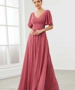 Ever-Pretty US Chiffon Flutter Sleeve V-Neck Mother Of The Bride Dress