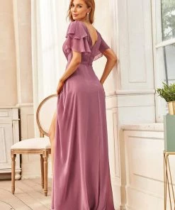 Ever-Pretty US Ruffled Sleeve A-line Front Slit Mother Dress SHOP BY OCCASION