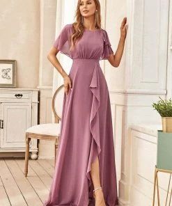 Ever-Pretty US Ruffled Sleeve A-line Front Slit Mother Dress SHOP BY OCCASION