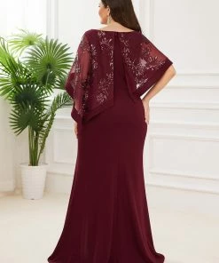Ever-Pretty US Plus Size Lace Sequin Shirt Floor-Length Mother Dress SHOP BY STYLE