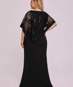Ever-Pretty US Plus Size Lace Sequin Shirt Floor-Length Mother Dress SHOP BY STYLE