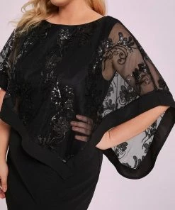Ever-Pretty US Plus Size Lace Sequin Shirt Floor-Length Mother Dress SHOP BY STYLE