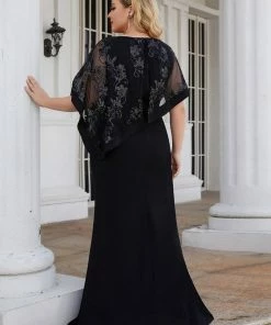 Ever-Pretty US Plus Size Lace Sequin Shirt Floor-Length Mother Dress SHOP BY STYLE