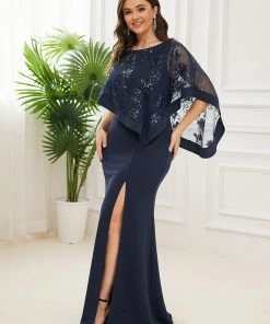 Ever-Pretty US Plus Size Lace Sequin Shirt Floor-Length Mother Dress SHOP BY STYLE