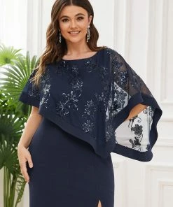 Ever-Pretty US Plus Size Lace Sequin Shirt Floor-Length Mother Dress SHOP BY STYLE