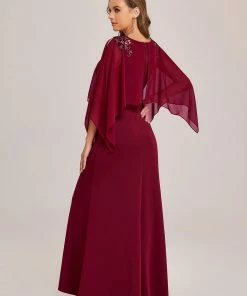 Ever-Pretty US Summer Dresses 2022 Column Split Long-Sleeve Sequin Mother Of The Bride Dress