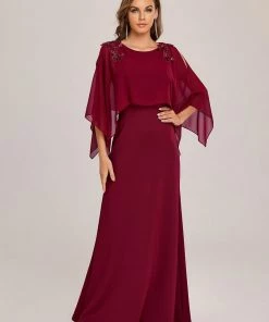 Ever-Pretty US Summer Dresses 2022 Column Split Long-Sleeve Sequin Mother Of The Bride Dress