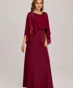 Ever-Pretty US Summer Dresses 2022 Column Split Long-Sleeve Sequin Mother Of The Bride Dress