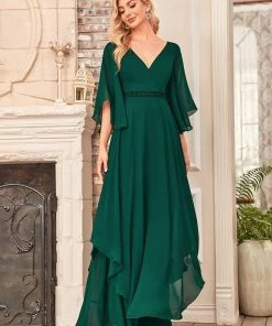 Ever-Pretty US Elegant V-Neck Ruffle Sleeve Mother Of The Bride Dress