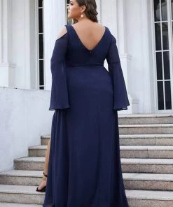 Ever-Pretty US Plus Size Long Bell Sleeve Formal Sequin Mother Of The Bride Dress Summer Dresses 2022