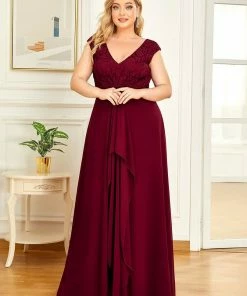 Ever-Pretty US Plus Size Floral Lace Chiffon Sleeveless Mother Of The Bride Dress Summer Dresses 2022