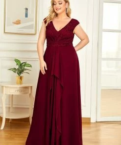 Ever-Pretty US Plus Size Floral Lace Chiffon Sleeveless Mother Of The Bride Dress Summer Dresses 2022