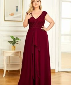 Ever-Pretty US Plus Size Floral Lace Chiffon Sleeveless Mother Of The Bride Dress Summer Dresses 2022
