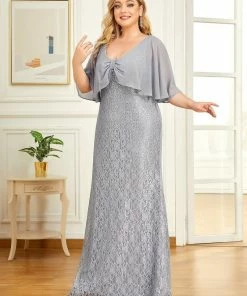 Ever-Pretty US Summer Dresses 2022 Plus Size Chiffon Sparkly Floral Lace Mother Of The Bride Mermaid Dress