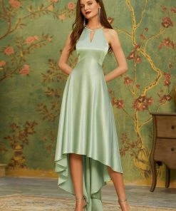 Ever-Pretty US SHOP BY OCCASION Soft Halter Open Back High Low Prom Dress
