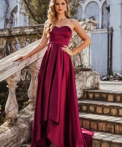 Ever-Pretty US Summer Dresses 2022 Custom Size Sweetheart Strapless Prom Dress With Asymmetrical Hem
